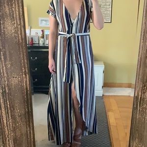 Zaful maxi dress. White blue brown black.